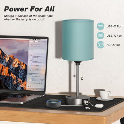 Dicoool Bedside Table Lamp for Bedroom - Small Desk Lamp with USB Ports