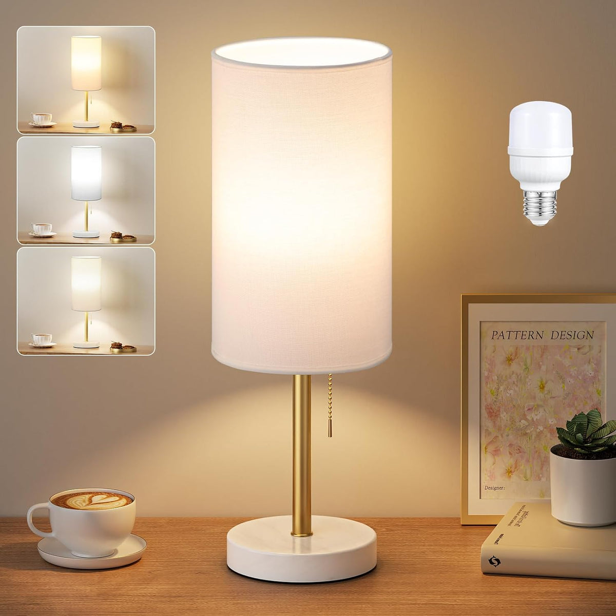 Dicoool Bedside Table Lamp for Bedroom - Small Desk Lamp with USB Ports