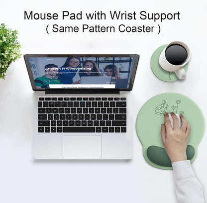 Ergonomic Mouse Pad with Wrist Support Rest,Large Mousepad Gel Wrist Rest, with Coaster Non-Slip & Pain Relief for Computer, Desk, Home&Office-Beach - Colors B