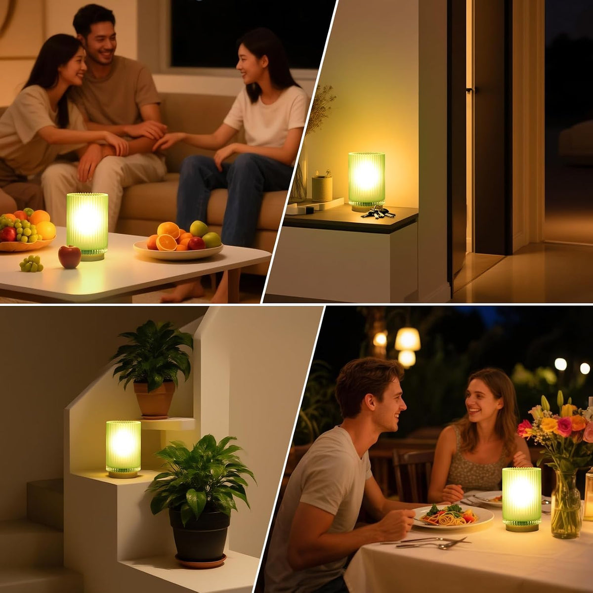 Battery Operated Lamp, Cordless Table Lamp with Timer, Desk Bedside Lamps with LED Warm Light, Glass Small Table Lamp for Bedroom, Bathroom, Living Room, Home Decor - Amber