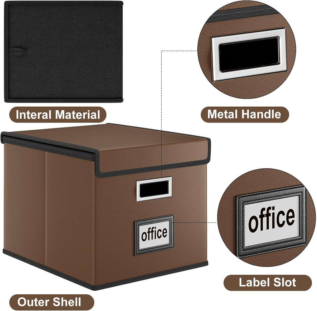 Upgraded Portable File Organizer Box with Lid, Collapsible Linen Hanging Filing Storage Boxes with Plastic Slides, Decorative Home/Office Filing System Box for File and Folders Storage (Gray)
