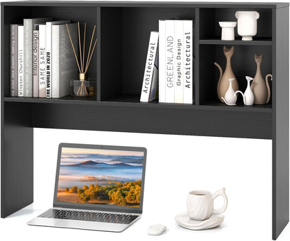 Desktop Bookshelf, Countertop Storage Hutch with 5 Shelves for Computer Desk, Desk 3-Tier Display Rack, Multipurpose Wood Desktop Hutch Storage Organizer for Dorm Office Home