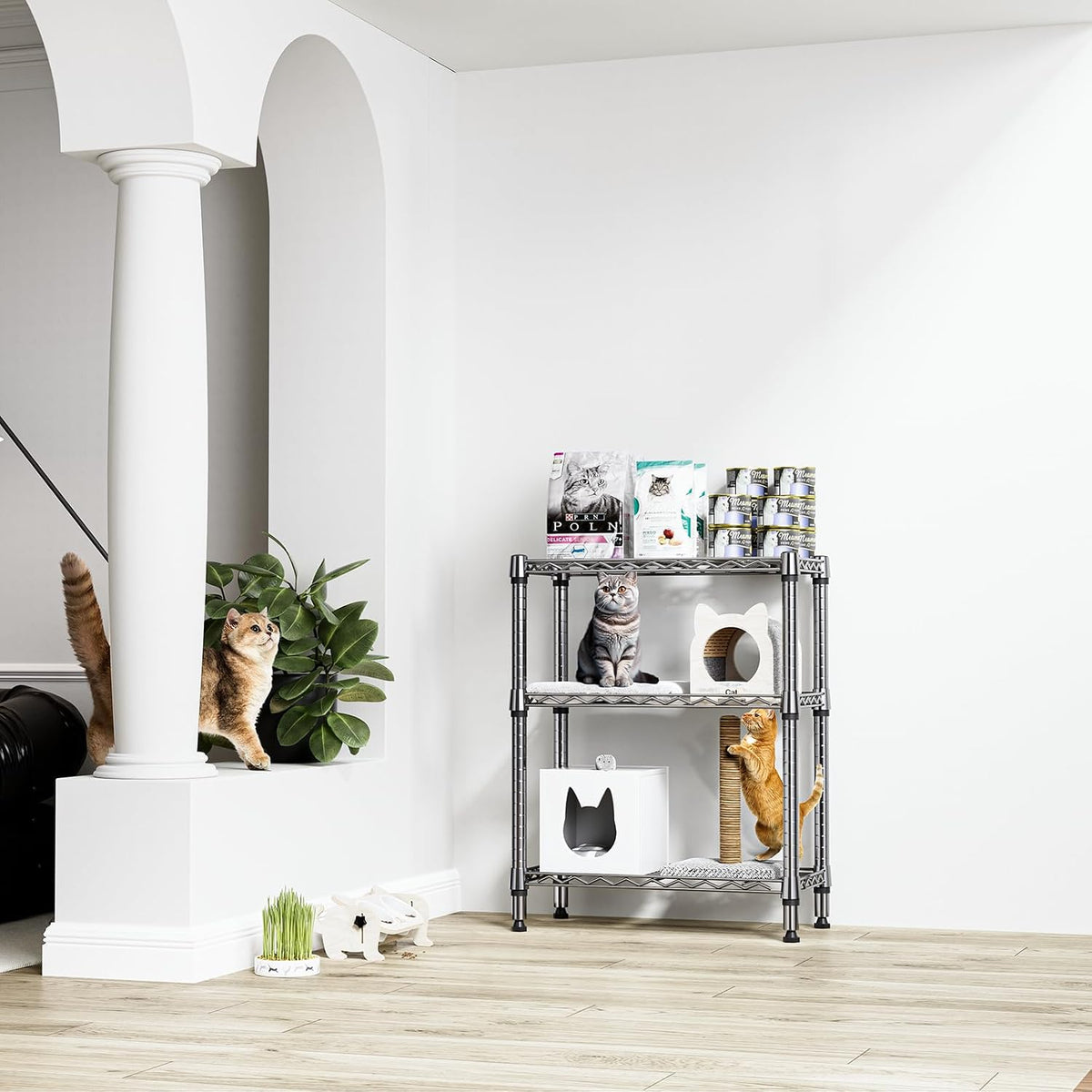 M MZG 450 lbs Steel Storage Shelving 3-Tier Utility Shelving Unit Steel Organizer Wire Rack for Home,Kitchen,Office (11.8" D x 17.7" W x 26.3" H) - Colors A