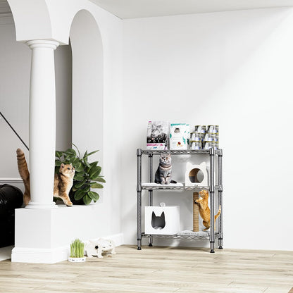 M MZG 450 lbs Steel Storage Shelving 3-Tier Utility Shelving Unit Steel Organizer Wire Rack for Home,Kitchen,Office (11.8" D x 17.7" W x 26.3" H) - Colors A