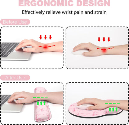 Ergonomic Mouse Pad with Wrist Rest and Keyboard Wrist Rest, Mousepad
