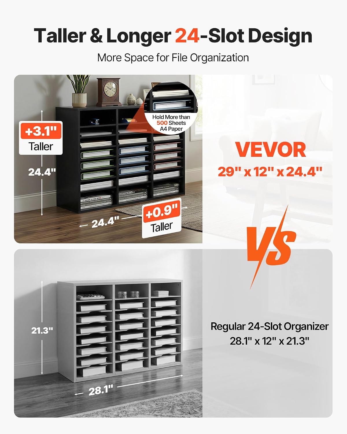 VEVOR Literature Organizers, 12 Compartments Office Mailbox with Adjustable Shelves, Wood Literature Sorter 20.4x12x16.1 inches for Office, Home, Classroom, Mailrooms Organization, EPA Certified White