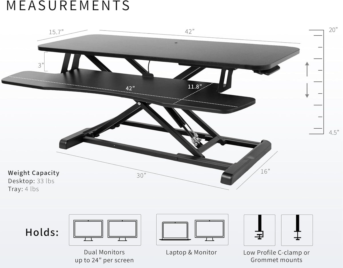 Black 32 in Standing Desk Converter, DESK-V000K