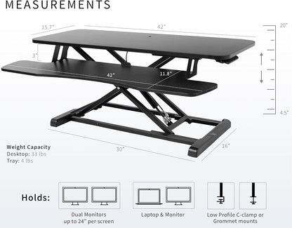 Black 32 in Standing Desk Converter, DESK-V000K