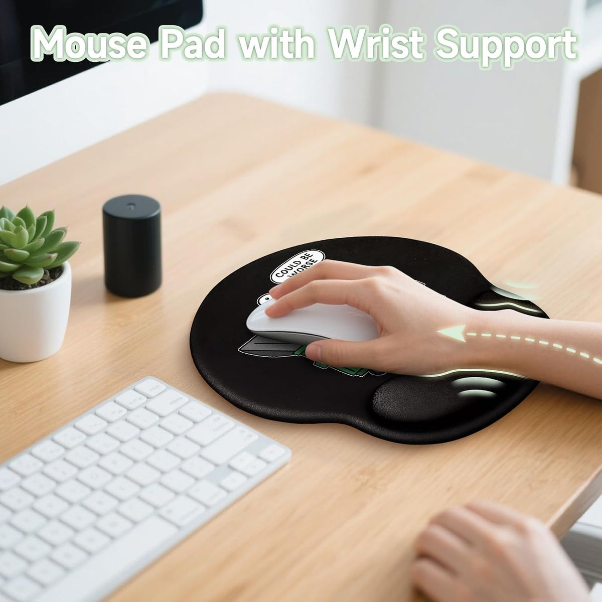 LIMKRIAN Cat Ergonomic Mouse Pad with Wrist Rest, Gaming Mouse Pad with Wrist Support, Funny Mouse Pads for Desk, Computer Mousepad with Non-Slip Pain Relief PU Base, Cute Office Desk Accessories - Colors B