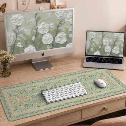 iCasso Desk Mat for Keyboard and Mouse, Large Mouse Pad, Desk Pad Mat, Anti-Slip Big Mousepad with Stitched Edges for Computer Desktop(Deep Green)