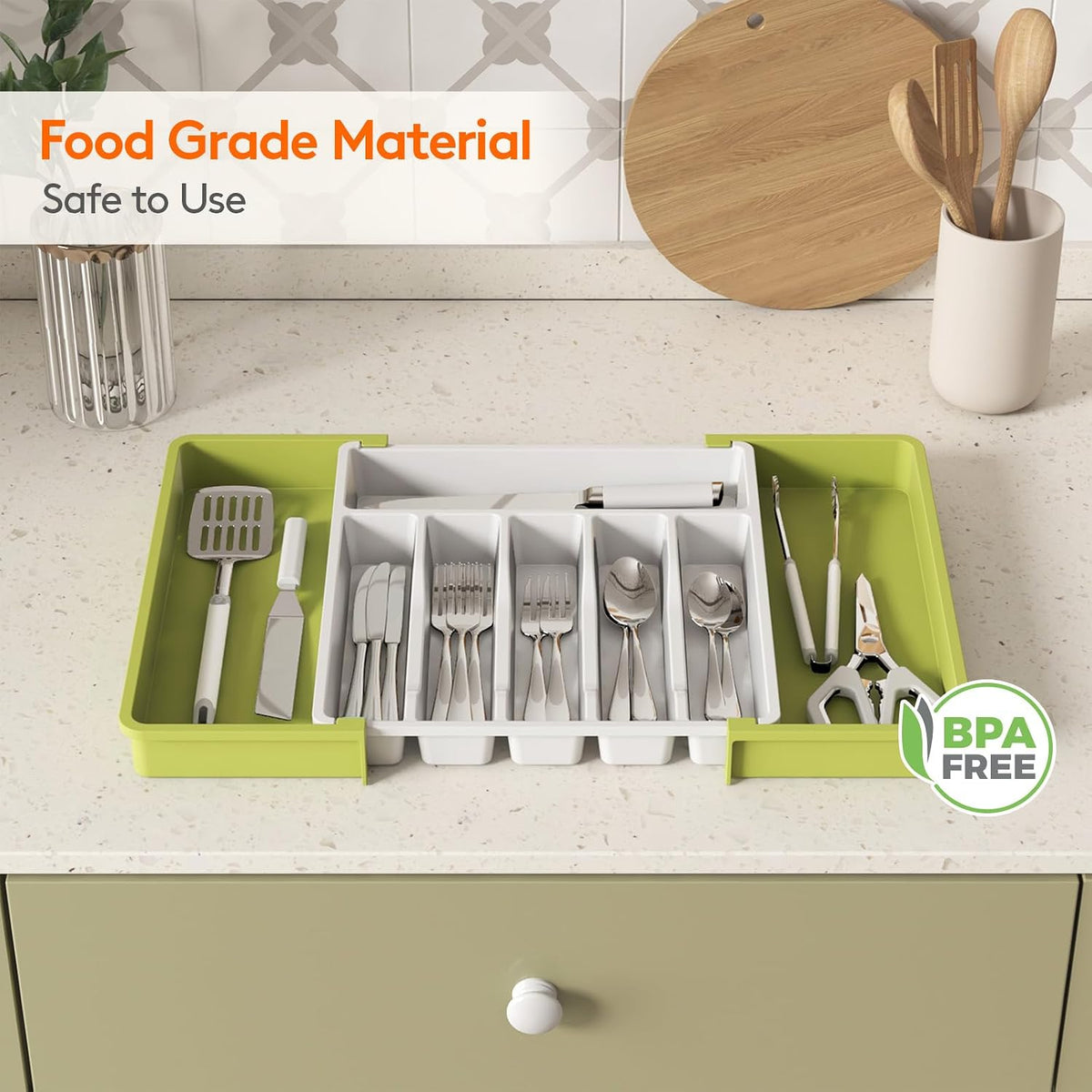 Expandable Silverware Drawer Organizer, Kitchen Utensil Tray