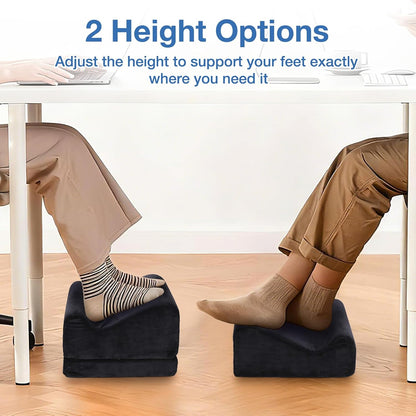 Ergonomic Foot Rest for Under Desk at Work, Multi-Angle Adjustable Height Under Desk Footrest for Office Gaming Chair, High-Density Foam Footstool Leg Elevation Pillow for Back Hip Knee Pain Relief