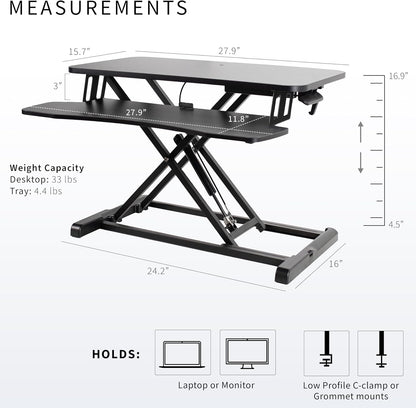 Black 32 in Standing Desk Converter, DESK-V000K