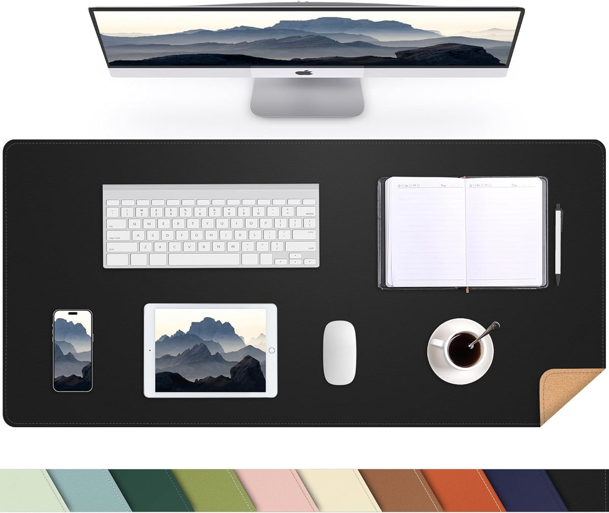 Large Desk Mat, 47" x 17", Black