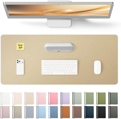 YSAGi Leather Desk Pad Protector, Office Desk Mat, Large Mouse Pad, Non-Slip PU Leather Desk Blotter, Waterproof Laptop Desk Writing Pad for Office and Home (23.6" x 13.8", Eggshell) - Colors A