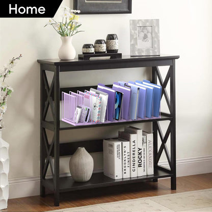 File Organizer for Desk, 5-Section Vertical File Sorter, Paper Holder Organizer Standing Metal File Folder for Office Home Classroom, Black