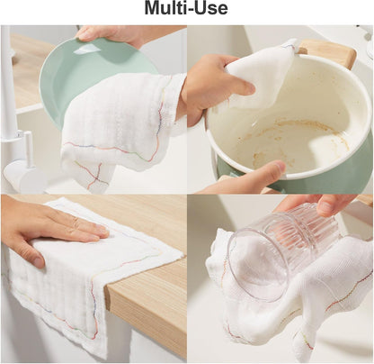 18 Pack Microfiber Cleaning Cloth, Kitchen Towels for Dish Drying Washing, Absorbent Streak Free Lint Free Rags for Cleaning, Reusable and Washable Towels - 10" x 10"