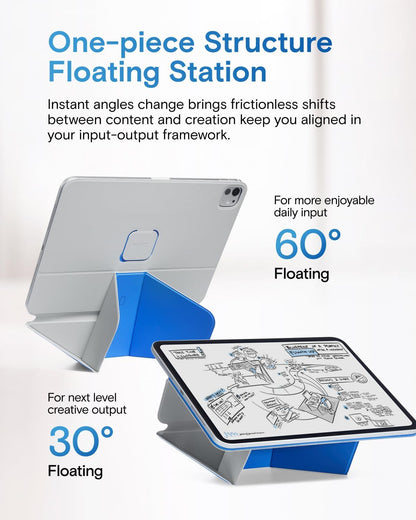 MOFT Dynamic Folio Tablet Stand for Desk Compatible with iPad mini A17 Pro 2024 & iPad mini 6th A15 2021, Slim Magnetic Tablet Holder Case with 20+ Viewing Angles, Beach White x Terracotta