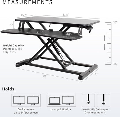 Black 32 in Standing Desk Converter, DESK-V000K