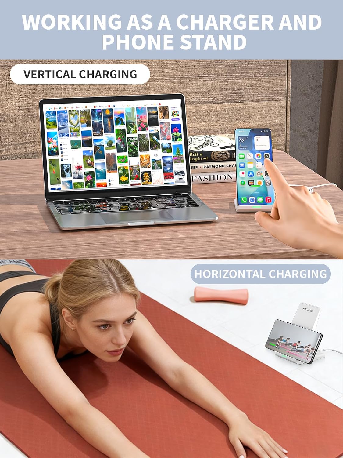 Wireless Charger Stand for Samsung,15W Max Wireless Charging Stand Desk Charging Station Android Desk Charger for Samsung S26/S25 Ultra/S24+/S23/S22/S21 FE,iPhone Air/17e/17 Pro Max/16 Pro/15/14/13/12