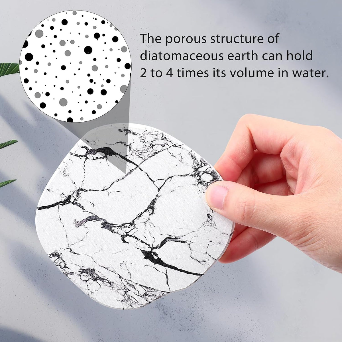 Diatomaceous Earth Coasters Set of 4，Cool Absorbent Quick-Dry Drink Coasters for Desks, Cute Modern Stone Design with Stylish White Aesthetic (4, White)