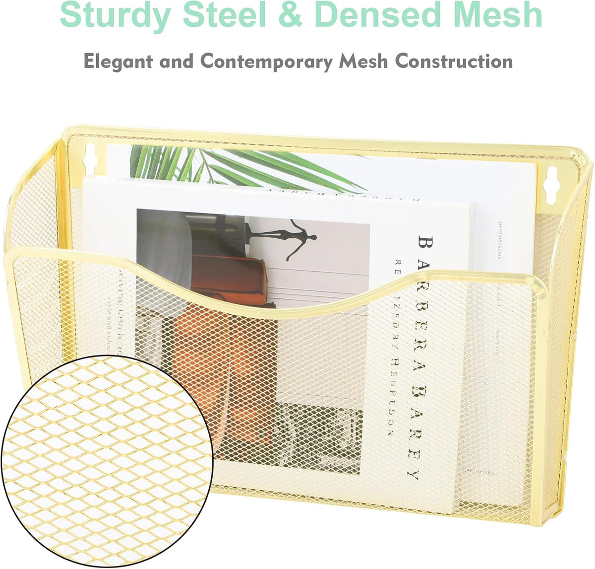 EASEPRES 3 Single Pocket Mesh Hanging File Organizer, Vertical Wall Mounted Magazine File Holder, Mount Basket Mail Paper Document Folder Organizing for Office, Home and School, Black