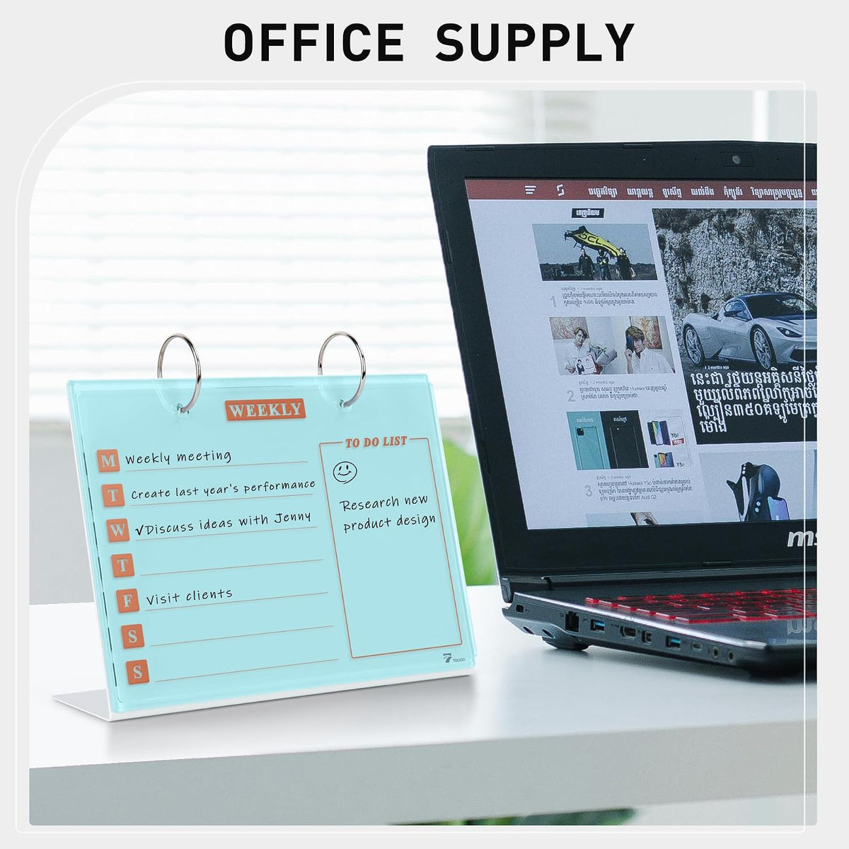 Small Glass Desktop Whiteboard Dry-Erase, Mini Pure Glass Whiteboard Stand
