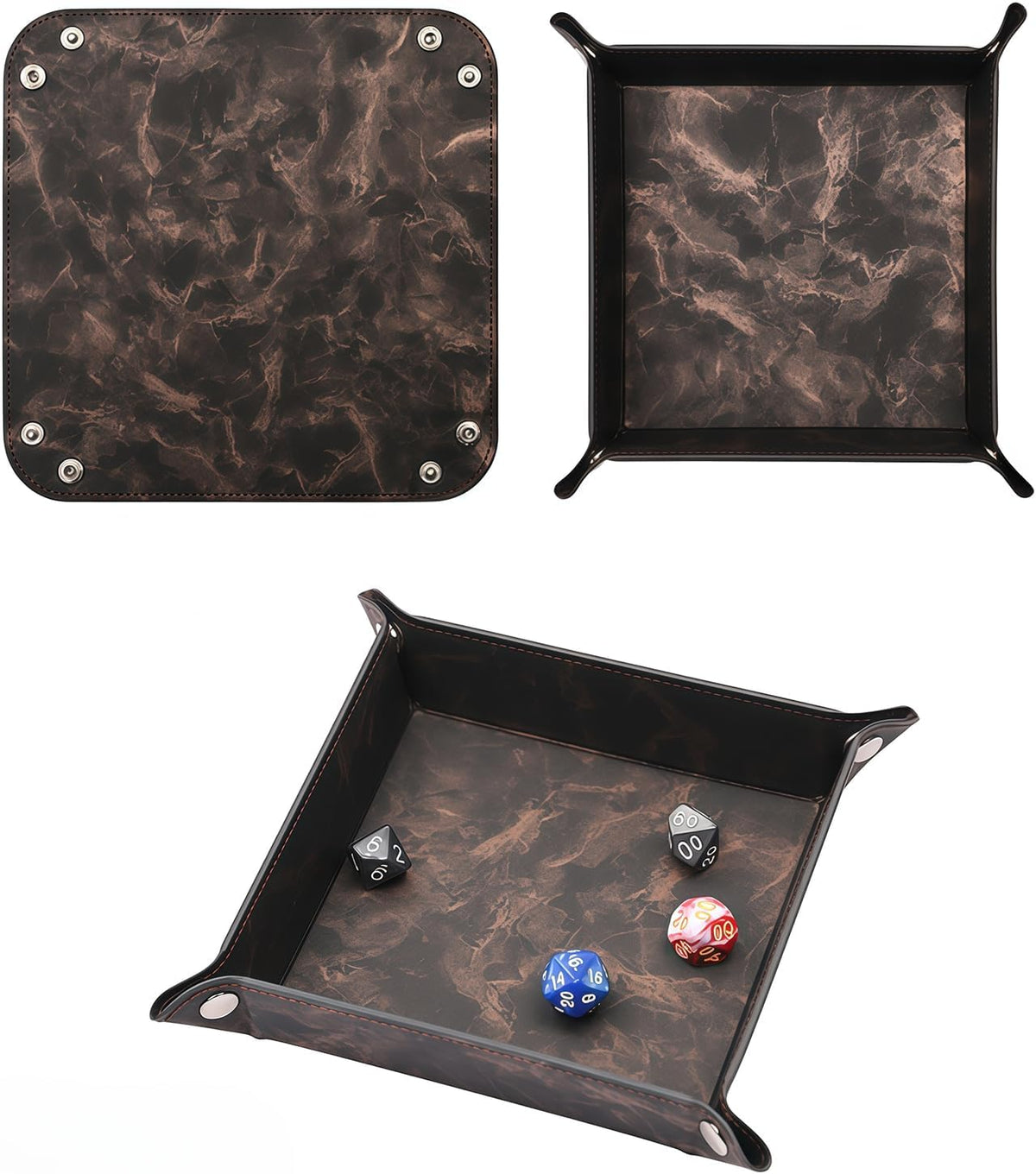 Valet Tray Desktop Storage Organizer – Vegan Leather Catchall Bedside Vanity Tray Nightstand Caddy Holder for Remote Controller, Watch, Keys, Phone, Wallet, Coin, Jewelry (Orange/Black)