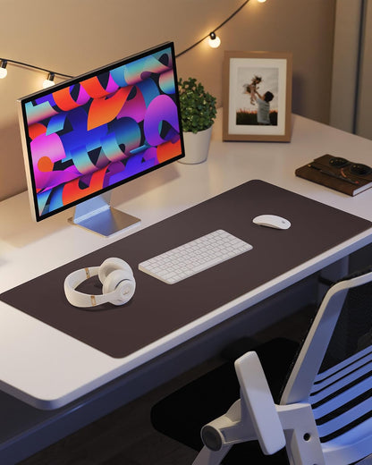 AFIING Large Desk Mat 55" x 24" - PU Leather Desk Pad Protector, Waterproof Non-Slip Extended Mouse Pad for Office Desk, Keyboard, Laptop and Home Workspace (Black)