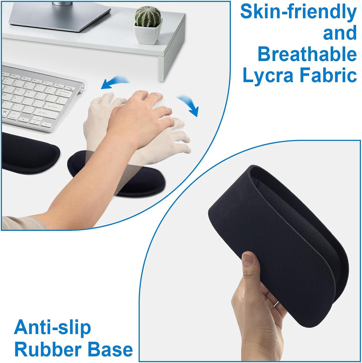 Leolee Elbow Rest Pads for Desk, Black Ergonomic Wrist Rest Arm Rest Pads | Memory Foam & Non-Slip Base, Armrest Cushion Support Pad Relieve Elbow and Wrist Pain for Computer, Office, 2 Packs