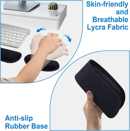 Leolee Elbow Rest Pads for Desk, Black Ergonomic Wrist Rest Arm Rest Pads | Memory Foam & Non-Slip Base, Armrest Cushion Support Pad Relieve Elbow and Wrist Pain for Computer, Office, 2 Packs