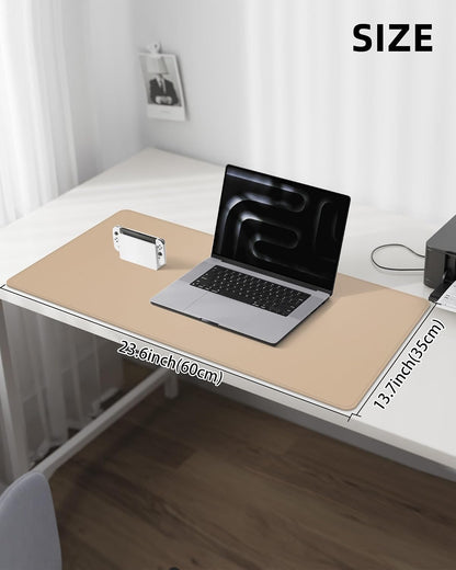 AFIING Large Desk Mat 55" x 24" - PU Leather Desk Pad Protector, Waterproof Non-Slip Extended Mouse Pad for Office Desk, Keyboard, Laptop and Home Workspace (Black)