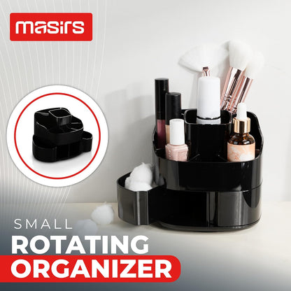 Masirs 360 Rotating Makeup Organizer Countertop - Adjustable Shelf Height - The Perfect Round Spinning Cosmetic Organizer for Bedroom Dresser or Vanity Countertop Storage (Clear)