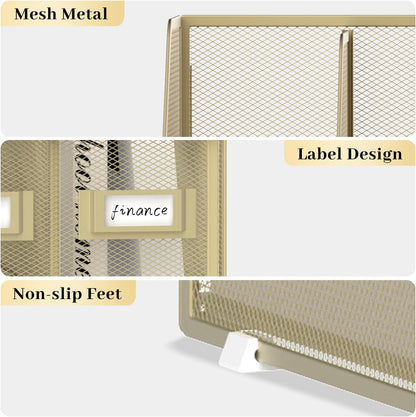 Desk Organizers Metal Desk Magazine File Holder with 5 Vertical Compartments Rack File Organizer for Office Desktop, Classroom, Home Workspace, Black