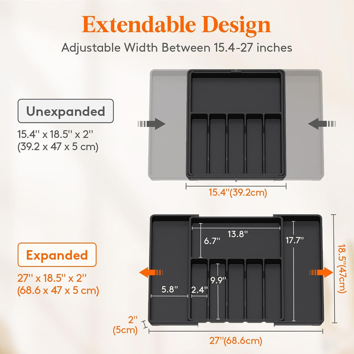 Expandable Silverware Drawer Organizer, Kitchen Utensil Tray