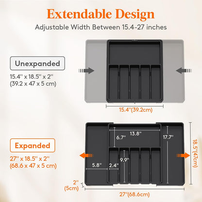 Expandable Silverware Drawer Organizer, Kitchen Utensil Tray