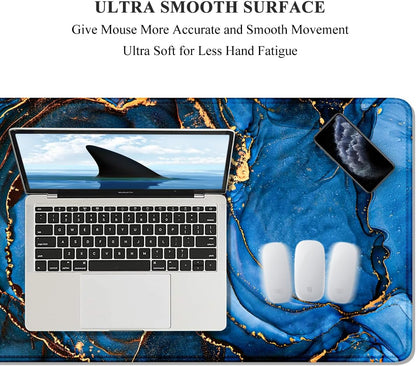 Auhoahsil Desk Mat, Ultra Large Mouse Pad, XXL Gaming Mousepad, Green Tropical Leaves Deskpad, Big Extended Full Size Mouse Pad, Desktop Desk Matt for Keyboard, Laptop & Computer, 35.5 x 15.7 in - Colors A