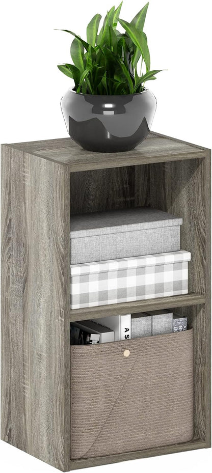 Furinno PASIR Book Shelf, 2-Tier Modern Bookshelf, Open Shelves Bookcase 9 x 12 x 21, Easy Assembly, for Living Room, Bedroom, Home Office, White