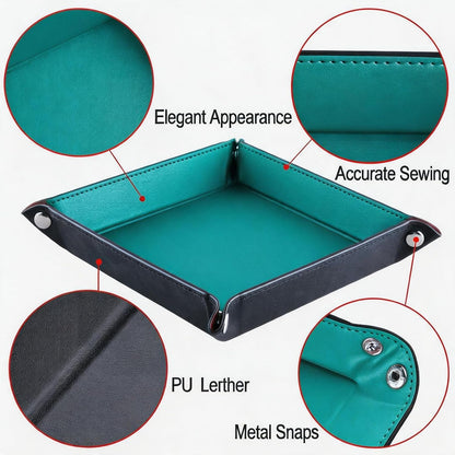 Valet Tray Desktop Storage Organizer – Vegan Leather Catchall Bedside Vanity Tray Nightstand Caddy Holder for Remote Controller, Watch, Keys, Phone, Wallet, Coin, Jewelry (Orange/Black)
