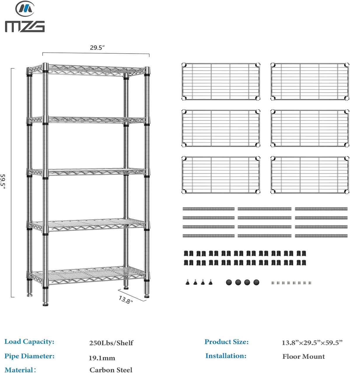 M MZG 450 lbs Steel Storage Shelving 3-Tier Utility Shelving Unit Steel Organizer Wire Rack for Home,Kitchen,Office (11.8" D x 17.7" W x 26.3" H) - Colors B