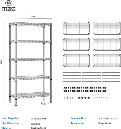 M MZG 450 lbs Steel Storage Shelving 3-Tier Utility Shelving Unit Steel Organizer Wire Rack for Home,Kitchen,Office (11.8" D x 17.7" W x 26.3" H) - Colors B