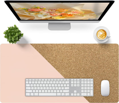 Bloss Leather Desk Pad and Keyboard Wrist Rest, Large Mouse Pad + Keyboard Pad+Mouse Wrist Support, Non-Slip Desk Mat Protector for Office, Home(31.5×15.7 Inches,Beige) - Colors A
