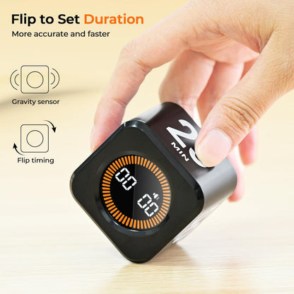 EooCoo Digital Timer College School Supplies, Gravity Pomodoro Cube Rotation, Countdown Productivity Kitchen Timer 5/10/30/60 Mins for Meeting, Back to School Gift, ADHD Tools, Office Desk Decoration
