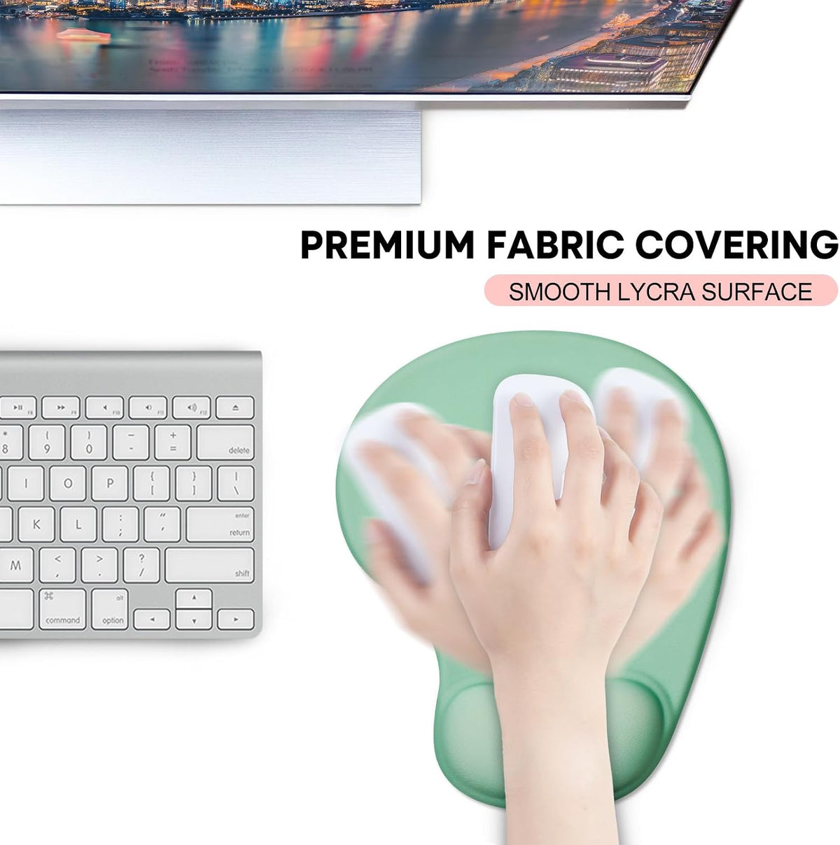 JIKIOU Mouse Pad, 2 Pack Ergonomic Mouse Pads with Comfortable Gel Wrist Rest Support and Smooth Cloth, Non-Slip PU Base for Easy Typing Pain Relief Durable and Easy to Clean Small Black