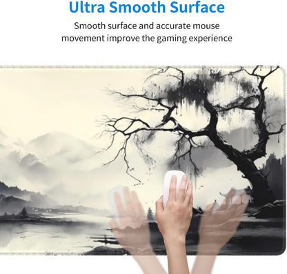 Japanese Mouse Pad, Large Japanese Desk Mat, XL Anime Gaming Keyboard Mat, Non-Slip Rubber Base, Big Extended Desk Protector for Home Office, 31.5”x11.8”