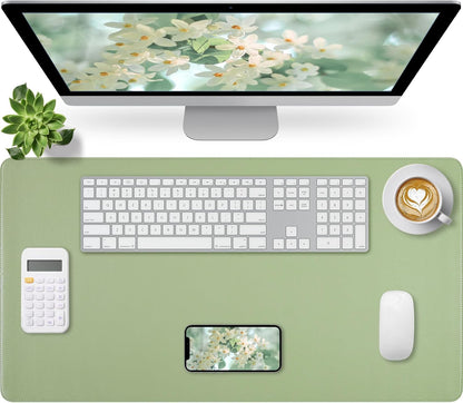 Bloss Leather Desk Pad and Keyboard Wrist Rest, Large Mouse Pad + Keyboard Pad+Mouse Wrist Support, Non-Slip Desk Mat Protector for Office, Home(31.5×15.7 Inches,Beige) - Colors B
