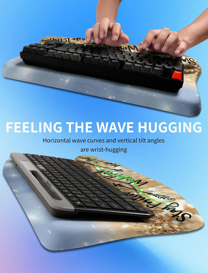 Ergonomic Wave Wrist Rest with Keyboard Stand, Cushioned Palm Rest, Comfortable Integrated Memory Foam for Natural Typing and Relieve Wrist Pain, Dark Night Black