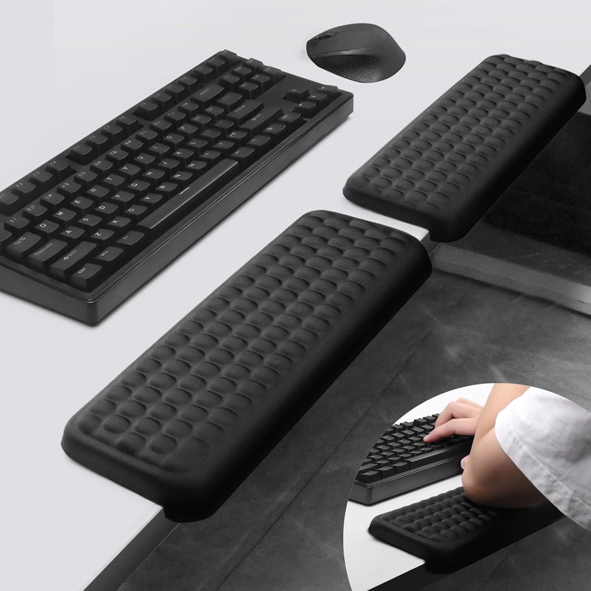 L-Shaped Desk Elbow Pad for Desk, 2-Piece Memory Foam Elbow Pads with Non-Slip, Ergonomic Desk Edge Cushion, Wrist Support Arm Rest for Office and Gaming (11.8 * 3.9 inch)