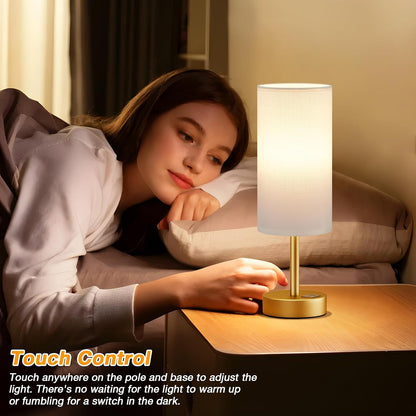 Dicoool Bedside Table Lamp for Bedroom - 3-Way Dimmable Touch Lamp, USB A+C