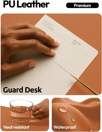 YSAGi Leather Desk Pad Protector, Office Desk Mat, Large Mouse Pad, Non-Slip PU Leather Desk Blotter, Waterproof Laptop Desk Writing Pad for Office and Home (23.6" x 13.8", Eggshell) - Colors A